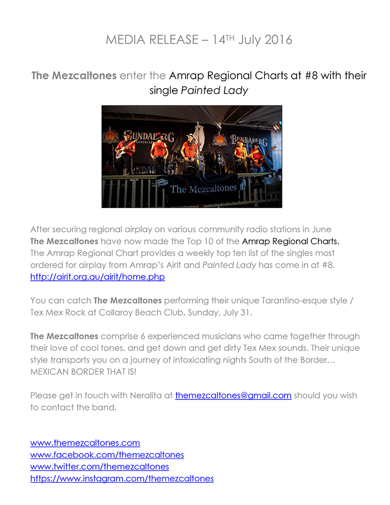 The Mezcaltones Press Release 14.06.2016